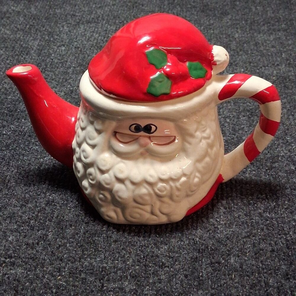 HERMITAGE POTTERY Vintage Santa Claus 6" Teapot Jolly Christmas Holiday Décor